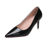 Color Small Fresh High Heels Patent Leather Stiletto Single Shoes Korean Sexy Pointed Pumps Black Professional Work