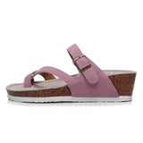 New Summer Women Wedge Beach Slipper Shoe Casual Cork Med Heel Outdoor Clogs Flip Flops