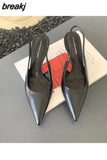 Fashion Spring Slingback Sandals Women Half Wrap Pointy Toe Designer High Heel Shoe Elegant Shallow Pumps Party Dress