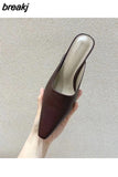 Spring Women Slippers Elegant Square Toe Mules Shoes Women Block Low Heels Brand Snake pattern Outside Slides Slipper