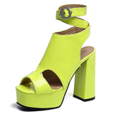 INS Hot Sale Ladies Sandals Solid Ankle Buckle Peep Toe High Heel Platform Sandals Women Big Size 46 2022 New
