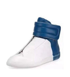 Top Hook Mens Shoes White Red Blue Leather Lace-up Leisure Flat Shoes For Men Rubber Sole Cusual Sneakers