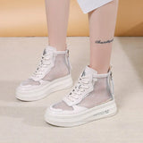 Platform Shoes for Women 2023 New Genuine Leather Chunky Luxury Designer Sneakers Woman Flats White Casual Tennis