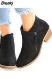 Women Booties 2023 Autumn Suede chelsea Boots Women Fashion Size 43 Platform Boots Side Zipper Heeled Ankle Boots Botas De