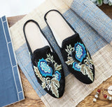 Breakj Head Slippers Fashion Embroidered Cloth Shoes Ethnic Wind Spring And Summer Ladies Sandals Slippers Cloth Art