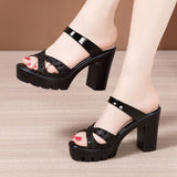 Size 32-43 Block Size Platform Slippers Women Shoes 2022 Summer High Heels Slides Ladies Star Bling Slippers Wedding