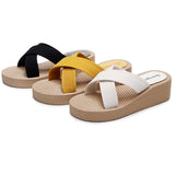 Breakj New Simple Cross-Bottom Slippers Women Wear Leisure Beach Slopes And Large-Size Cold