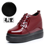 Breakj Height Patent Leather Small Leather Shoes Heel Waterproof Table Single Shoes Spring Autumn Pine Women's Shoes With Deep Mouth Plus Velvet Naked
