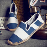 Flat Heels Men Linen Male Espadrille Fisherman Shoes Men Flats Plimsolls Striped Canvas Men Casual Shoes