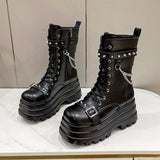 Gothic Style Motorcycle Boots Vampire Cosplay Knee-high Boots 2023 Winter Street Cool Punk Comfy Women