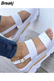 Fashion Summer Outdoor Shoes Punk Beach Wedges Women Sandals Wedge Female Platform Buckle Strap Street Sandalias De