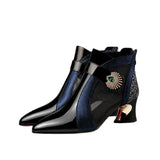 British Style Sandals Leather Boots Women 2023 Summer Mesh Breathable Sandals with Rhinestone Decoration Shaped