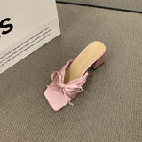Women Sandals Slippers High Heels Luxury Designer Black Chunky Heel Casual Shoes Pumps Party Wedding Pink White