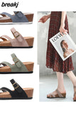 New Summer Women Wedge Beach Slipper Shoe Casual Cork Med Heel Outdoor Clogs Flip Flops