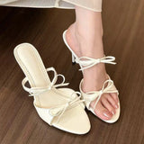 Breakj To Foul! Nude Color With Bows Cool Slippers Women Summer High