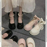 Women Thick Platform Mary Janes Lolita Shoes Party Pumps Summer 2024 New High Heels Sandals Bow Chain Mujer Shoes Oxford