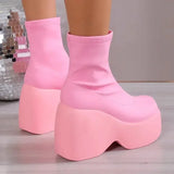 Shoes for Women 2023 New Round Toe Boots Plus Size Punk Gothic Shoes Comfortable Wedge Female Ankle Boots Botas