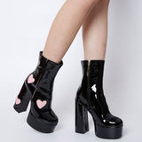 Platform Women Ankle Boots 2023 Antumn Winter Brand Design Heart Office Lady Comfy Women Modern Boots Shoes Bige Size