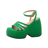 Women Luxury Designer Brand 2022 Summer Microfiber Fashion Platform Wedge High Quality Slides Female Shoe Big Size
