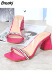 Slides Shoes Womens Slippers Outdoor Pantofle Heeled Mules Low Jelly 2023 High Thin Basic Rubber Crystal Sexy Rome