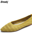 Fashion Slip on Mesh Loafers Breathable Stretch Ballet Shallow Flat Elegant Women Soft Bottom Pointed Toe Boat Shoes