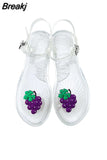 Women Slippers Transparent PVC Fruit Decoration Sandals For Ladies Summer Outdoor Buckle Strap Beach Shoes Female Fashion