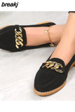 Fashion Leopard Flat Shoes Women Quality Metal Slip on Loafers Shoes Ladies Flats Mocassins Big Size 43 Zapatillas