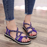 Size Summer Beach Sandals Women Clip Toe Rope Knot Flat Slippers