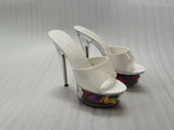 Women Slippers Summer Platform Flower Red High Heels Patent leather 15cm Outdoors Sandals Ladies Shoes Clear Heel Crystal