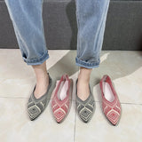 Toe Flat Shoes Women Knitted Slip on Shoes Casual Breathable Ballet Flats Women Loafers Comfort Ladies
