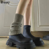 New Platform Boots Gothic Short Boots Fashion Back Zippers Ankle Boots Platform Thick Sole Ladies Chelsea