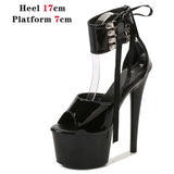 Color Shoes Stripper Heels Women Sandals Sexy Shoes Party Club Sandals 17 CM Platform High-heeled Wedding Shoes Pole