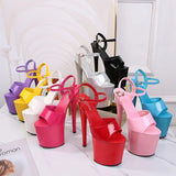 Breakj Patent Leather 20Cm High Heels Heel Sexy Waterproof Platform Hate Day Superb High Sandals Female