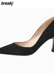 Size 33-40 Women Pumps Real Leather Sexy Solid High Heels Sheos For Women Pointed Toe Thin Heel Party Ladies