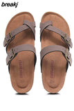 2023 New Summer Unisex Beach Cork Slippers Casual Women Men Nubuck Leather Solid Color Non-slip Flip Flops