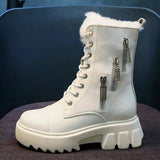 White Platform Boots Gothic Punk Shoes Women Winter Leather Booties Woman Fashion Designer Ankle Boots Botas
