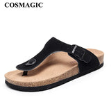 New Summer Women Beach Shoe Casual Cork PU Leather Slippers Men Outdoor Fashion Flip Flops