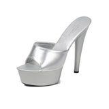 Slippers Women Summer New Black High Heels 15cm Color Club Sexy High Platform Thin Party Girl Show Sandals Plus Size
