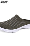 Men New Summer Mesh Casual Shoes Outdoor Breathable Half-pack Slippers Men's Women's Flat Bottom Fashion Couple Walking