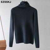 collar Loose soft pure color turtleneck Sweater Pullovers for Women Casual Long Sleeve Sweater Jumpers Female