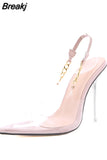 Transparent stiletto High Heels for Women Sexy Pointed Toe Leopard Party Women's Summer Shoes Size 41 42 2023 New
