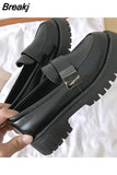 Womens Derby Shoes Black Flats British Style Casual Female Sneakers Ladies' Footwear Shallow Mouth Loafers With Fur Soft