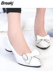 Ladies Low Heel Shoes Spring Leather Pointed Toe Shoes Woman Slip on Dress Shoes Zapatos Mujer Ladies Boat Shoes