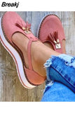 Women's Sandals Summer Vulcanized Shoes Fashion Tassel Casual Style Flat Shoes Solid Color Thick Bottom Women's