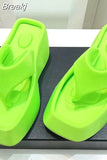 New Summer Square Toe Thick Bottom Women's Slippers Brand Satin Sandals Womens Sexy Waterproof Platform Dress Beach