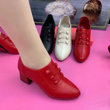 And Autumn Women's Shoes 2023 New Korean Version Pointed Thick And Low Help Fashion Button Side Zipper Mother Shoes