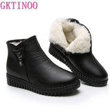 2021 Women Snow Boots Winter Flat Heels Ankle Boots Women Warm Platform Shoes Leather Thick Fur