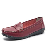Flats Slip On Soft Loafers Women Genuine Leather Shoes Platform Nurse Ladies Flat Shoes Wedge White Zapatos De