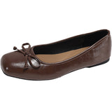 Breakj Silver Single Shoes Spring 2025 New Korean Version Of Evening Wind Flat Shoes Shallow Bow Women's