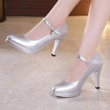New Shallow Mouth Model Cheongsam Walking Show Shoes Women's High Heels, Sharp Heels And Large Size Professional Work